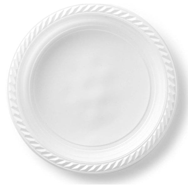 Disposable_Classico - White Reusable Plastic Plate 23cm/9in 100pc