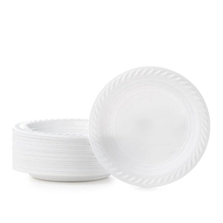 Disposable_Classico - White Reusable Plastic Plate 19cm/7.5in 100pc