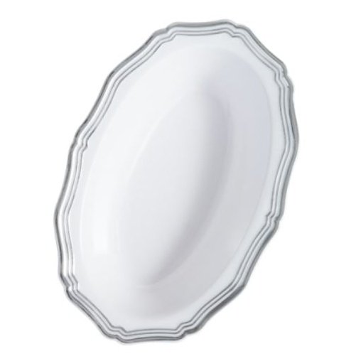 Disposable_Aristocrat - White & Silver Reusable Plastic Serving Bowl Medium