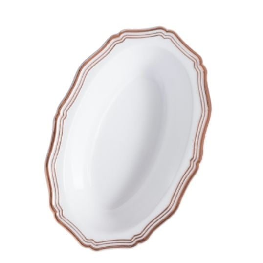 Disposable_Aristocrat - White & Gold Reusable Plastic Serving Bowl Medium