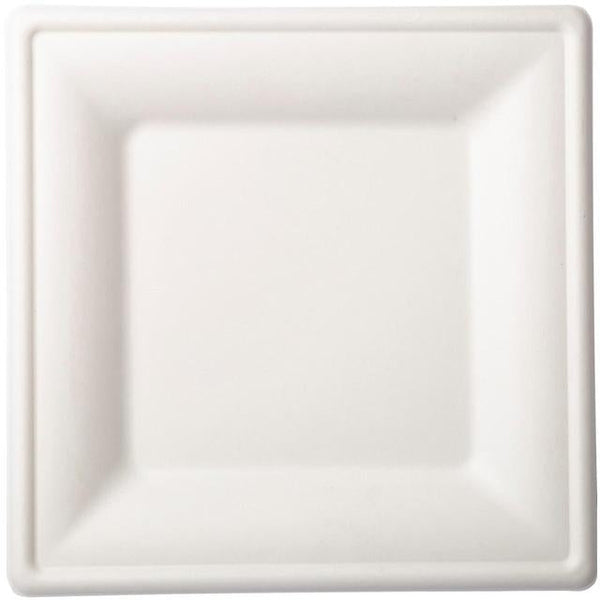 Disposable_Bio - White Square Reusable Sugarcane Plate 26cm/10in 18pc