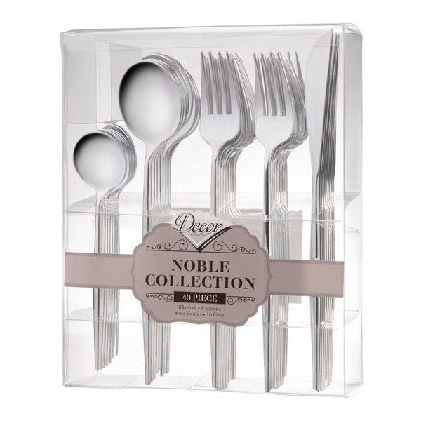 Disposable_Noble - Silver Reusable Plastic Combo Cutlery 40pc