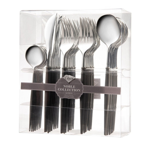 Disposable_Noble - Grey & Silver Reusable Plastic Combo Cutlery 40pc