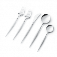 Disposable_Noble - White & Silver Reusable Plastic Combo Cutlery 40pc