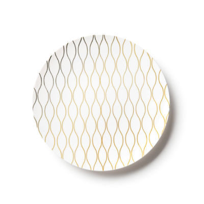 Disposable_Whisk - White & Gold Reusable Plastic Plate 19cm/7.5in 10pc