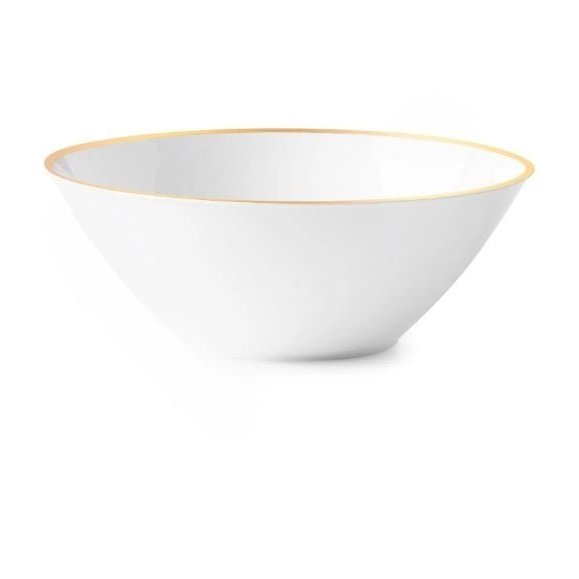 Disposable_Curve - White & Gold Reusable Plastic Soup Bowl 400ml/13.5oz 10pc