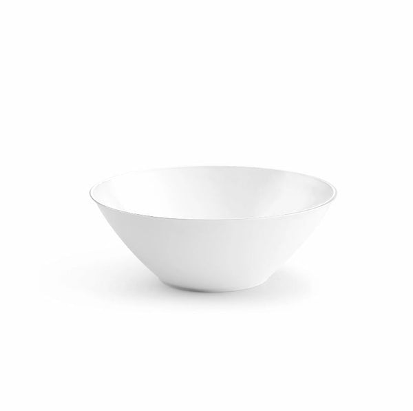 Disposable_Curve - White & Silver Reusable Plastic Soup Bowl 400ml/13.5oz 10pc