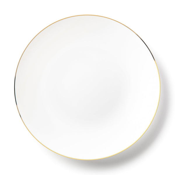 Disposable_Classic - White & Gold Reusable Plastic Plate 26cm/10in 10pc