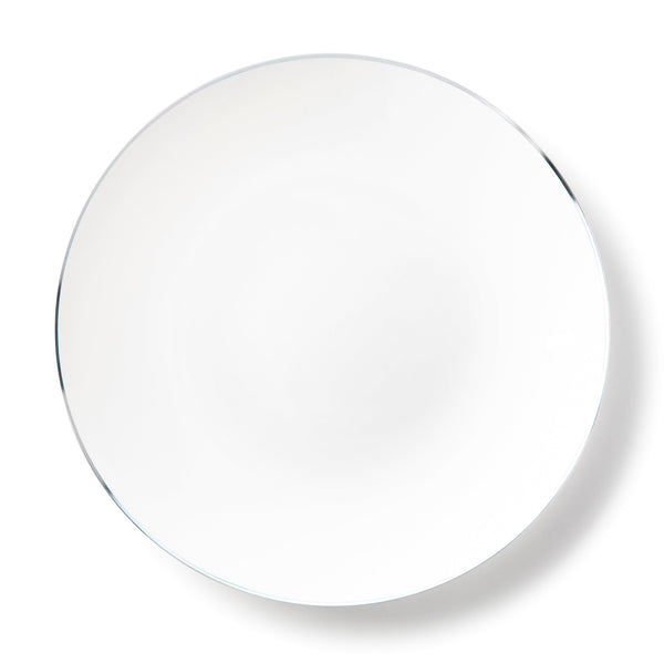 Disposable_Classic - White & Silver Reusable Plastic Plate 26cm/10in 10pc