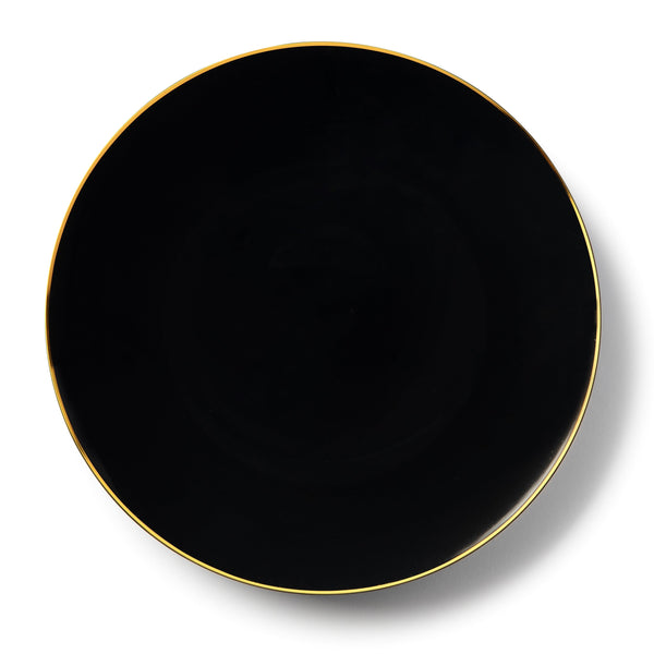 Disposable_Classic - Black & Gold Reusable Plastic Plate 26cm/10in 10pc