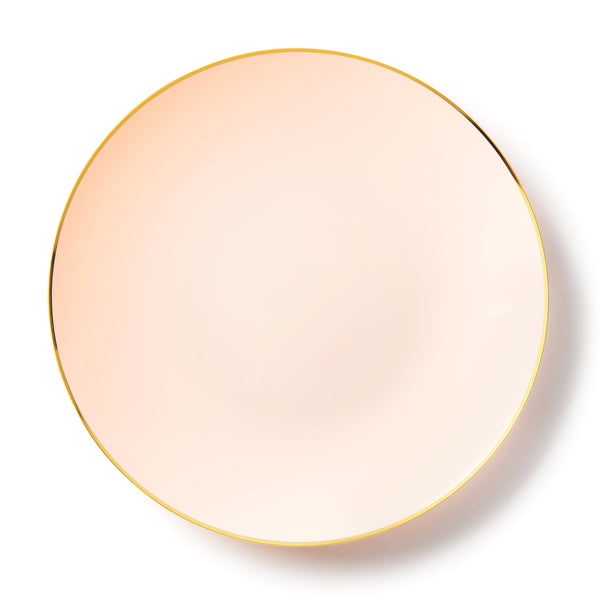 Disposable_Classic - Pink & Gold Reusable Plastic Plate 26cm/10in 10pc