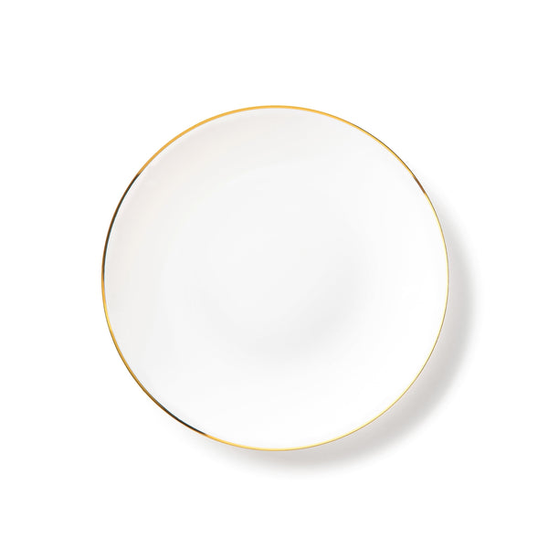 Disposable_Classic - White & Gold Reusable Plastic Plate 19cm/7.5in 10pc