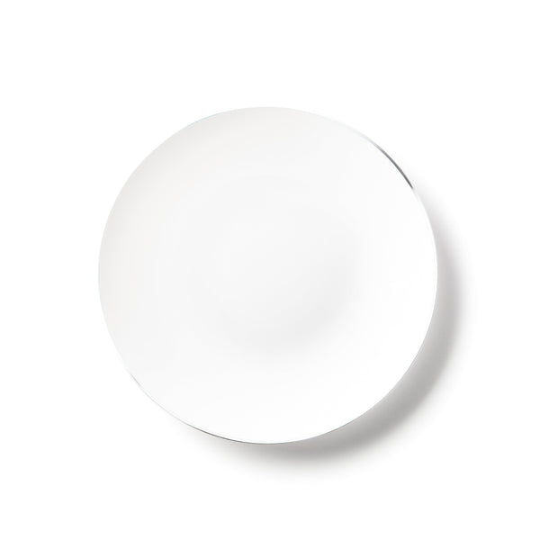 Disposable_Classic - White & Silver Reusable Plastic Plate 19cm/7.5in 10pc