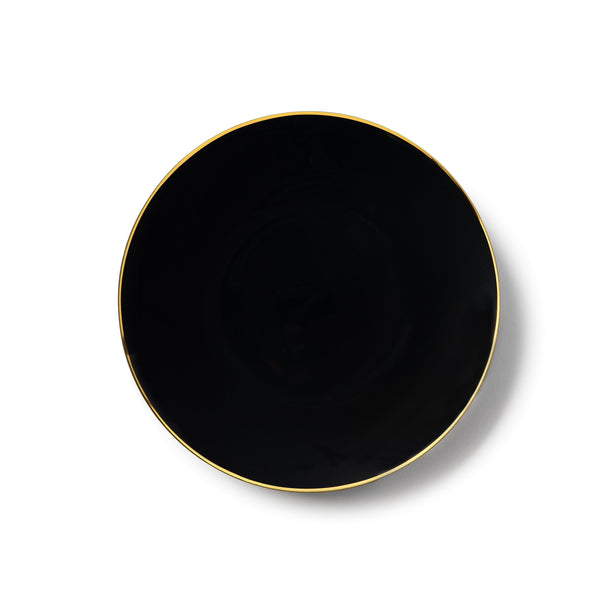 Disposable_Classic - Black & Gold Reusable Plastic Plate 19cm/7.5in 10pc