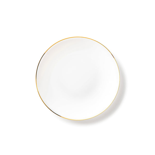 Disposable_Classic - White & Gold Reusable Plastic Plate 15cm/6in 10pc