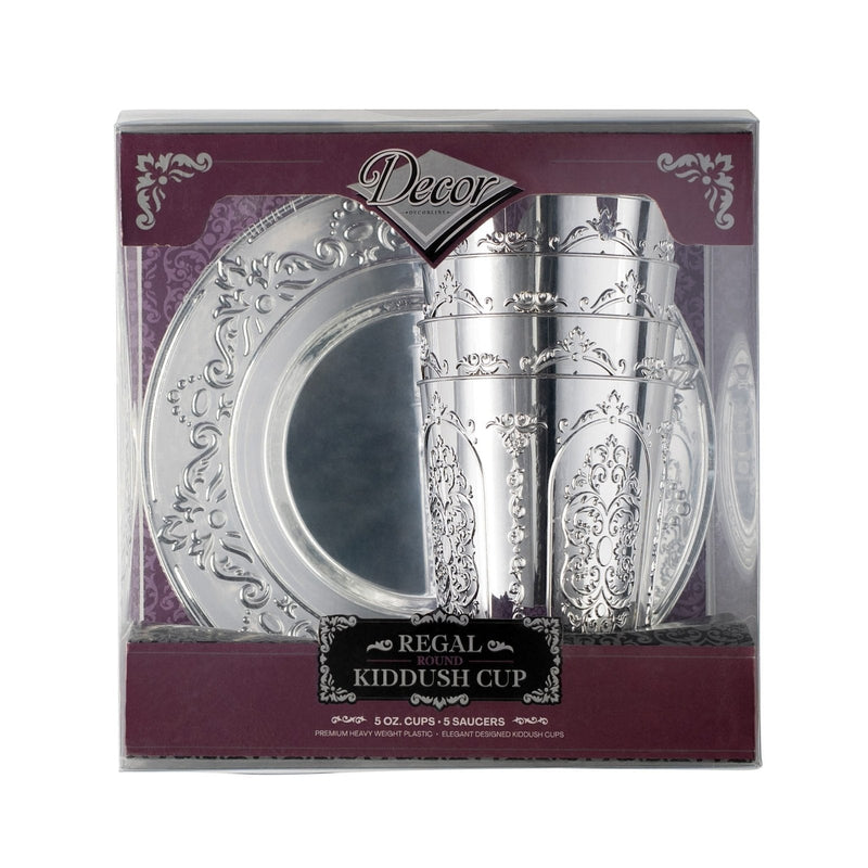 Disposable_Regal - Silver Reusable Kiddush Cups 150ml/5oz 5pc