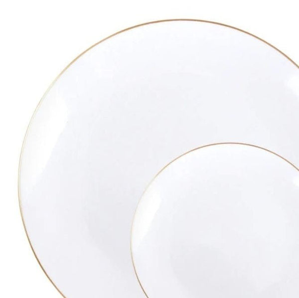 Disposable_Classic - White & Gold Reusable Plastic Combo Plate 32pc