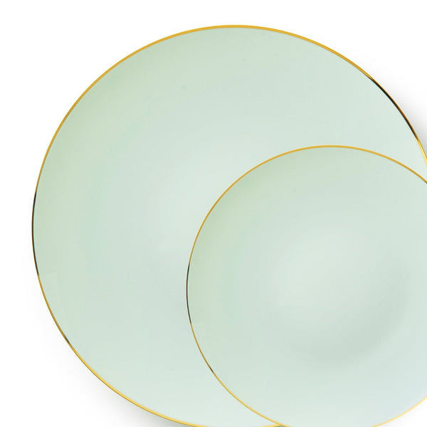 Disposable_Classic - Turquoise & Gold Reusable Plastic Combo Plate 32pc