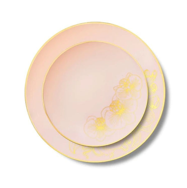 Disposable_Orchid - Pink & Gold Reusable Plastic Combo Plate 32pc