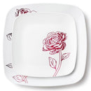Disposable_Peony - White & Burgundy Square Reusable Plastic Combo Plate 32pc
