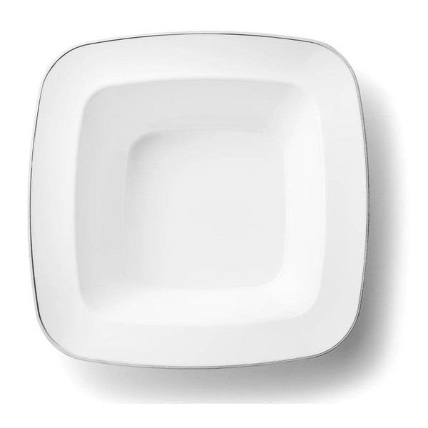 Disposable_Contour - White & Silver Square Reusable Plastic Soup Bowl 350ml/12oz 10pc