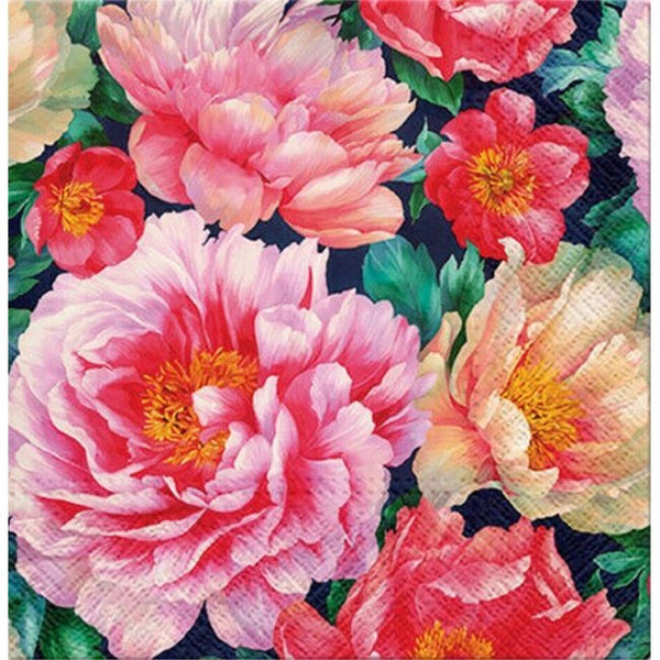 Disposable 20 Pink Napkin 33x33cm - Peonies Bloom 