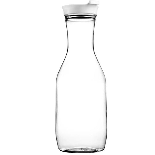 Disposable 1 Transparent & White Reusable Plastic Pitcher With Lid 700ml - Clear 