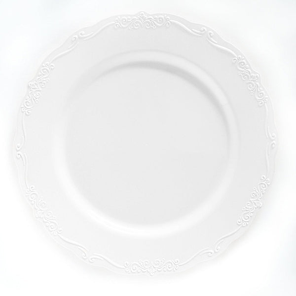 Disposable_Casual - White Reusable Plastic Plate 26cm/10in 10pc