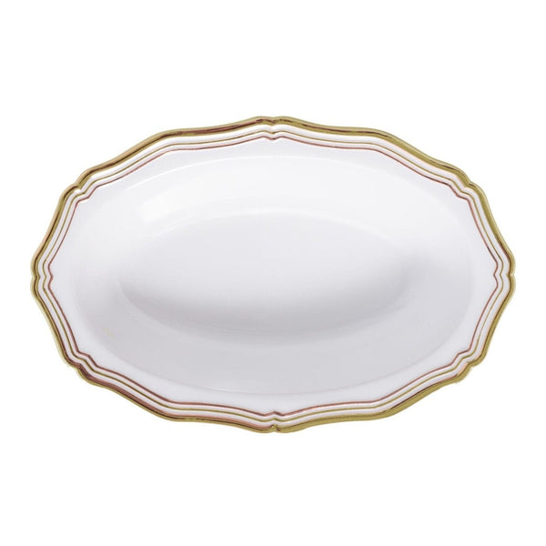 Disposable_Aristocrat - White & Gold Reusable Plastic Dessert Bowl 150ml/5oz 10pc