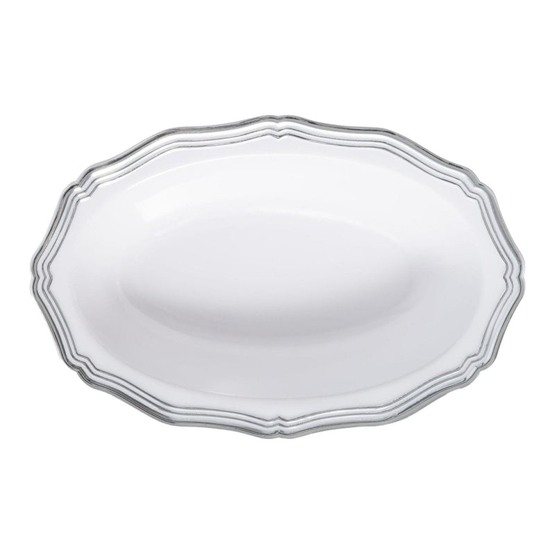 Disposable_Aristocrat - White & Silver Reusable Plastic Dessert Bowl 150ml/5oz 10pc