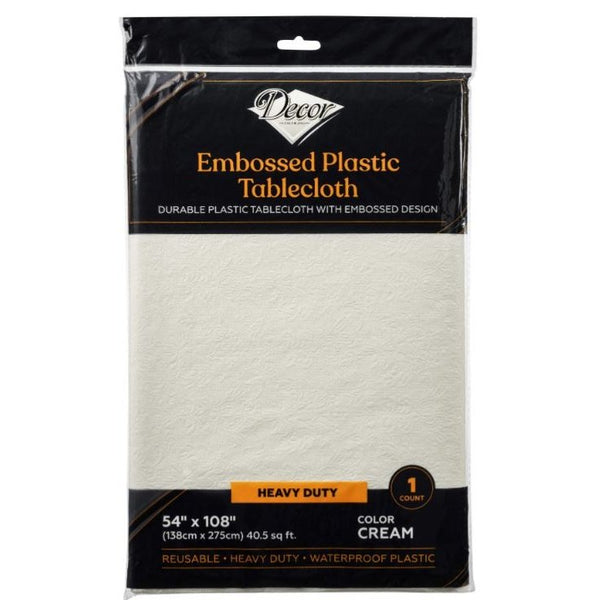 Disposable 1 Cream Tablecloth 138x274cm - Embossed 