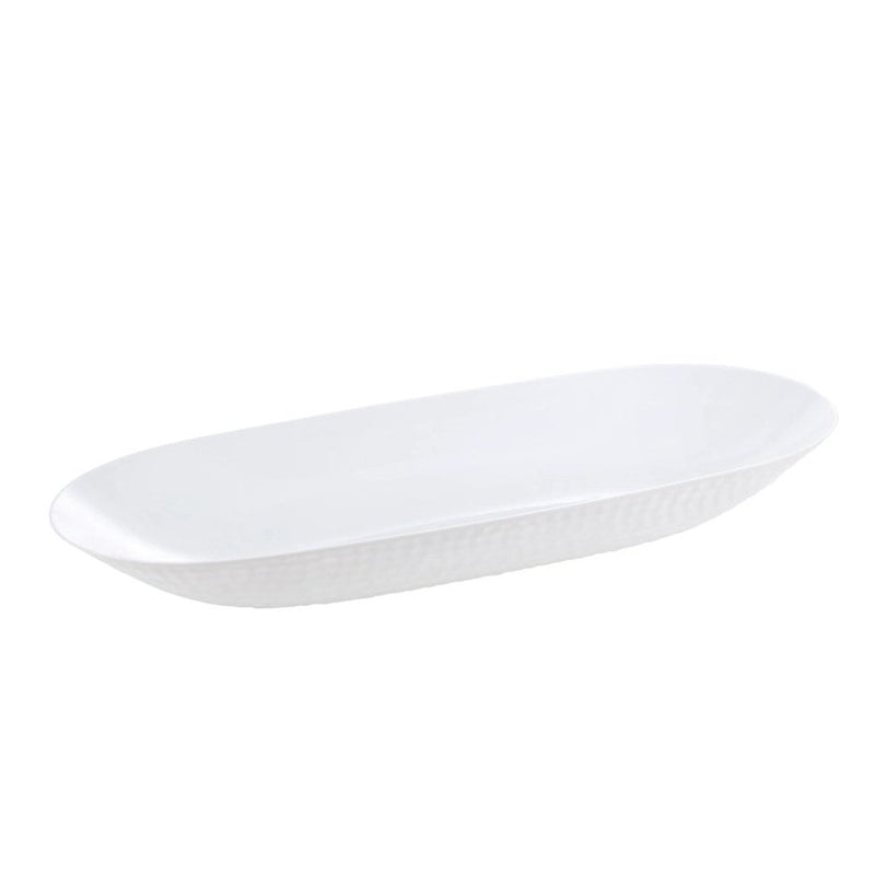 Disposable 1 White Reusable Plastic Serving Tray Small - Pebbled 