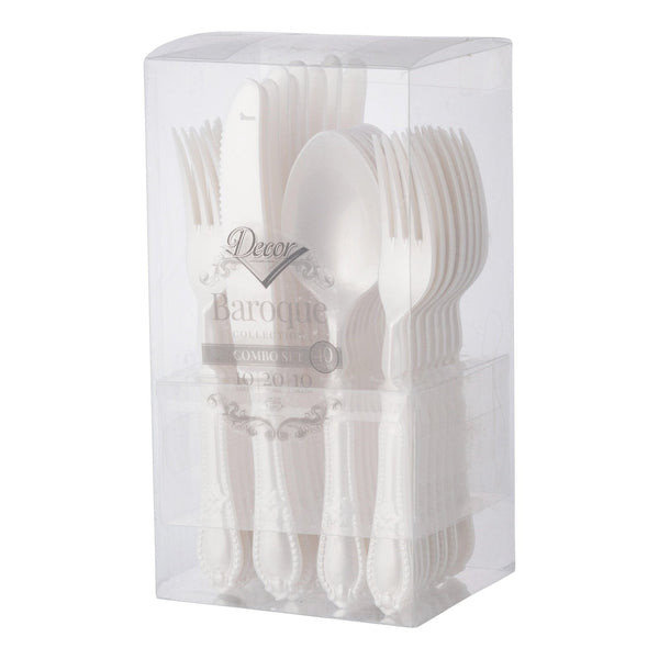 Disposable_Baroque - Pearl Reusable Plastic Combo Cutlery 40pc