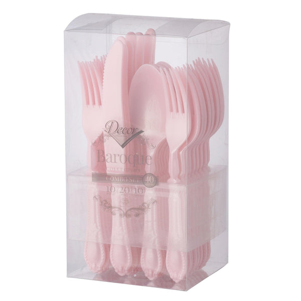 Disposable_Baroque - Pink Reusable Plastic Combo Cutlery 40pc