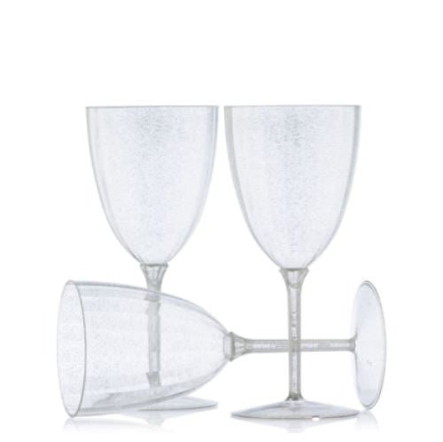 Disposable_Elegant - Silver Reusable Wine Cups 200ml/7oz 8pc