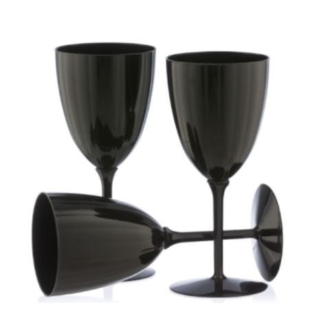 Disposable_Elegant - Black Reusable Wine Cups 200ml/7oz 8pc