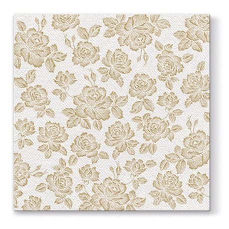 Disposable_Gold Napkin 40x40cm/15.5in 50pc - Airlaid Subtle Roses