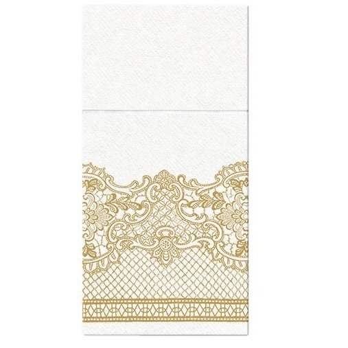 Disposable_White Pocket Napkin 40x40cm 1/8 Folding/15.5in 25pc - Airlaid Royal Lace