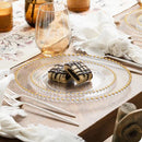 Disposable 10 Transparent & Gold Reusable Plastic Plate 26cm - Beaded 