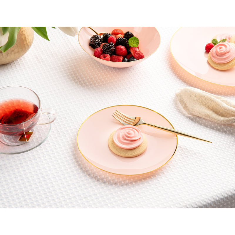 Disposable 32 Pink & Gold Reusable Plastic Combo Plate - Classic 