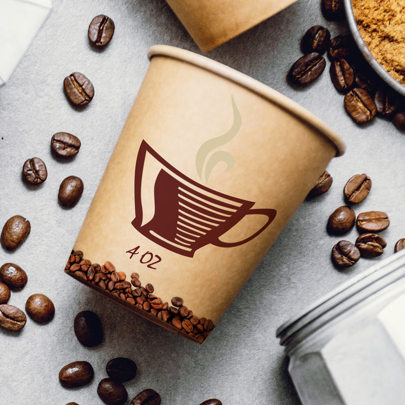 Disposable 50 Brown Reusable Paper Paper Hot Cups 