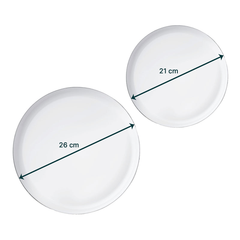 Disposable 20 White & Silver Reusable Plastic Combo Plate - Edge 