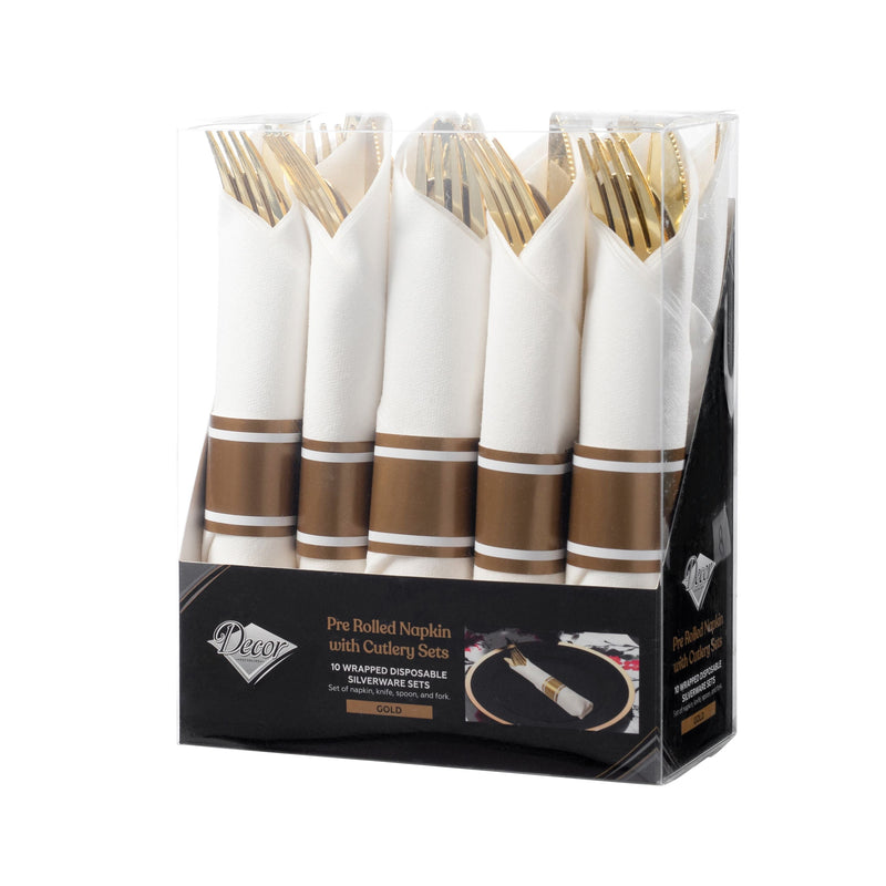 Disposable 10 Gold Reusable Combo Cutlery 