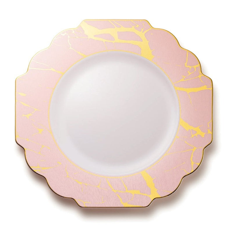 Disposable 10 Pink & Gold Reusable Plastic Plate 26cm - Grand 