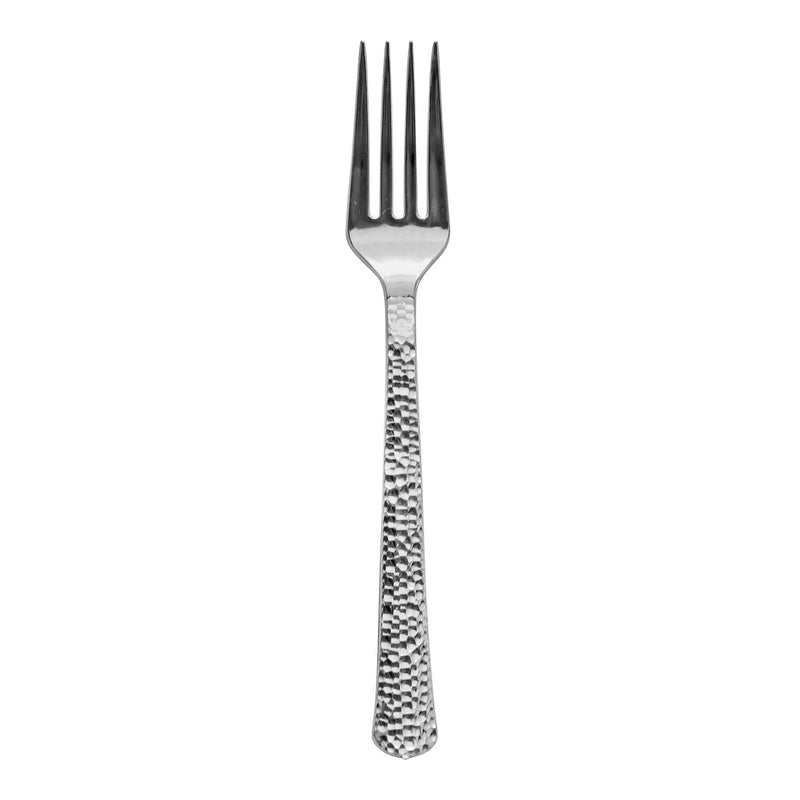 Disposable_Hammered - Silver Reusable Plastic Forks 20pc