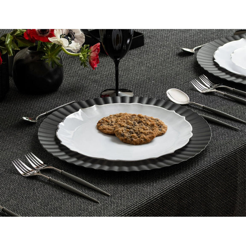 Disposable 32 White & Silver Reusable Plastic Combo Plate - Luxe 