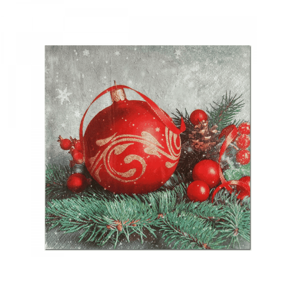 Disposable_Red Napkin 33x33cm/13in 20pc - Bauble On Twig