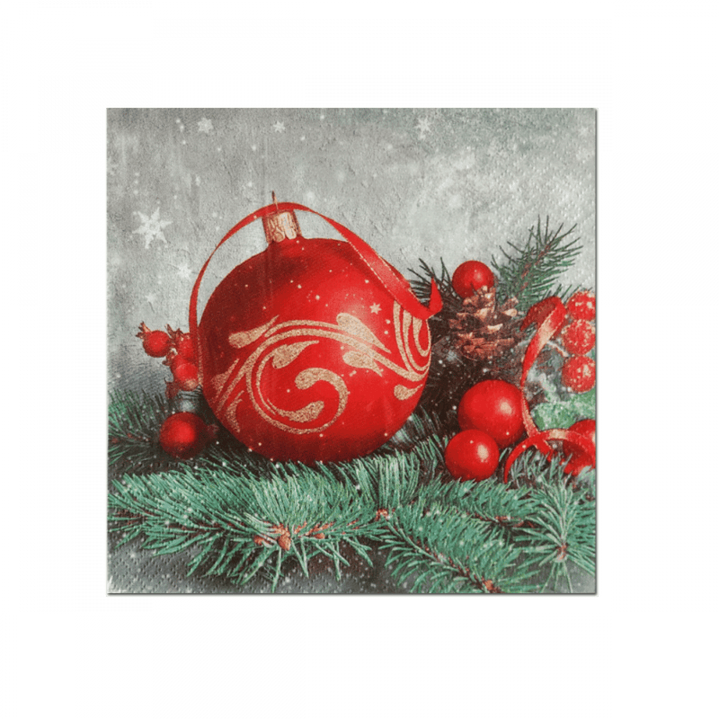 Disposable_Red Napkin 33x33cm/13in 20pc - Bauble On Twig