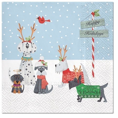 Disposable_Blue Napkin 33x33cm/13in 20pc - Puppy Holiday
