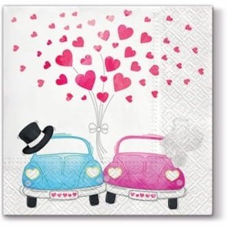 Disposable_Pink & Blue Napkin 33x33cm/13in 20pc - Cars In Love